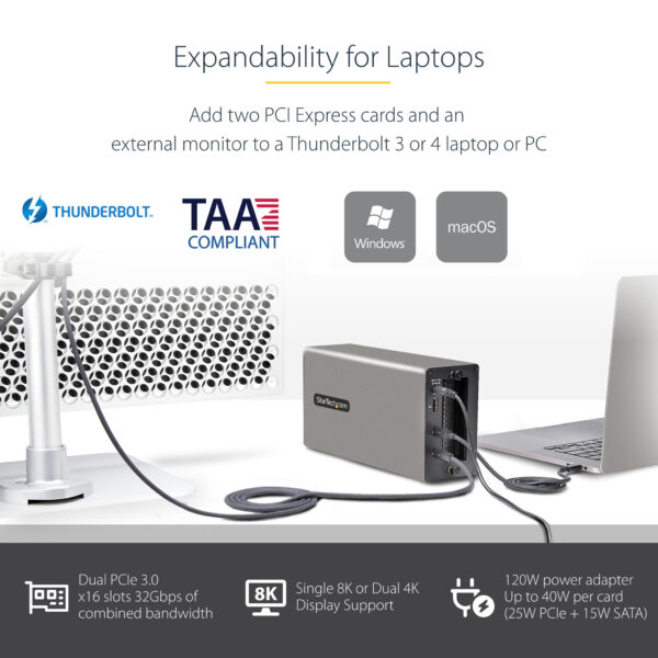 StarTech.com Thunderbolt 3 PCIe Box, Externe Behuizing met Twee PCI Express Slots, PCIe Expansion Chassis voor Laptops/Desktops/ - Afbeelding 16