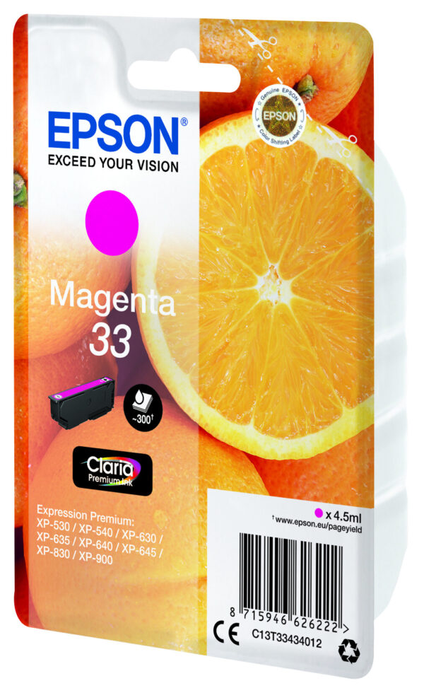 Epson Oranges Singlepack Magenta 33 Claria Premium Ink - Afbeelding 2