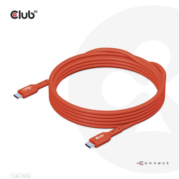 CLUB3D USB2 Type-C Bi-Directional USB-IF Certified Cable Data 480Mb, PD 240W(48V/5A) EPR M/M 3m / 9.84 ft - Afbeelding 15