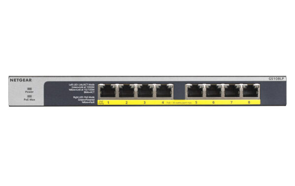 NETGEAR GS108LP Unmanaged Gigabit Ethernet (10/100/1000) Power over Ethernet (PoE) 1U Zwart, Grijs - Afbeelding 5