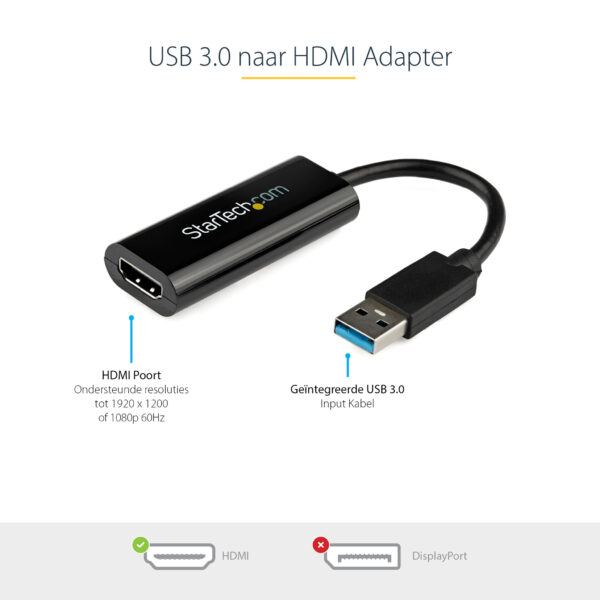 StarTech.com USB 3.0 naar HDMI Adapter - 1080p (1920x1200) - Compacte USB Type-A naar HDMI Display Adapter Converter voor Extra - Afbeelding 5