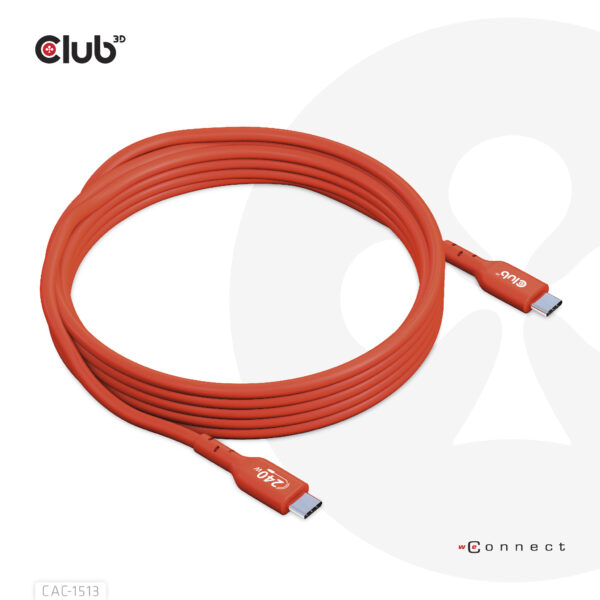 CLUB3D USB2 Type-C Bi-Directional USB-IF Certified Cable Data 480Mb, PD 240W(48V/5A) EPR M/M 3m / 9.84 ft - Afbeelding 13
