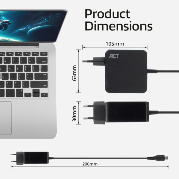 ACT USB-C laptoplader 65W met Power Delivery-profielen, 2 meter - Afbeelding 10