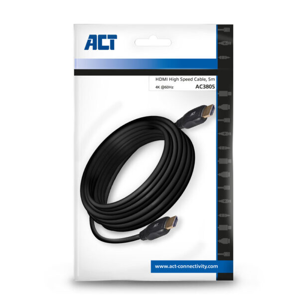 ACT 5 meter HDMI High Speed video kabel v2.0 HDMI-A male - HDMI-A male - Afbeelding 2