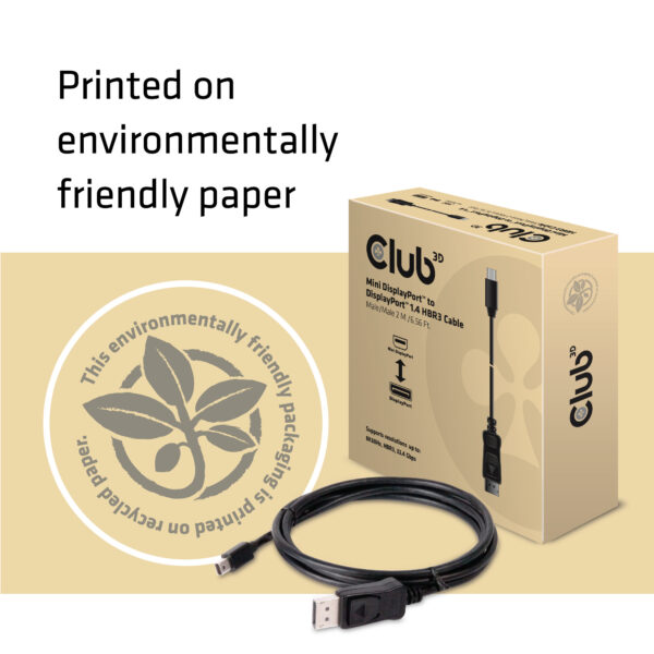CLUB3D Mini DisplayPort naar DisplayPort 1.4 HBR3 8K60Hz Kabel, 2 Meter - Afbeelding 8