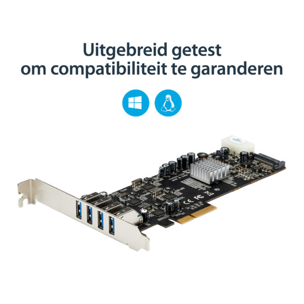 StarTech.com 4-poorts PCI Express (PCIe) SuperSpeed USB 3.0 kaartadapter met 4 speciale 5 Gbps kanalen UASP SATA/LP4-voeding - Afbeelding 5