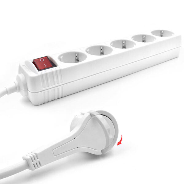ACT Stekkerdoos met lichtgevende schakelaar en platte stekker, 5 sockets, 1,5 m, wit - Afbeelding 2