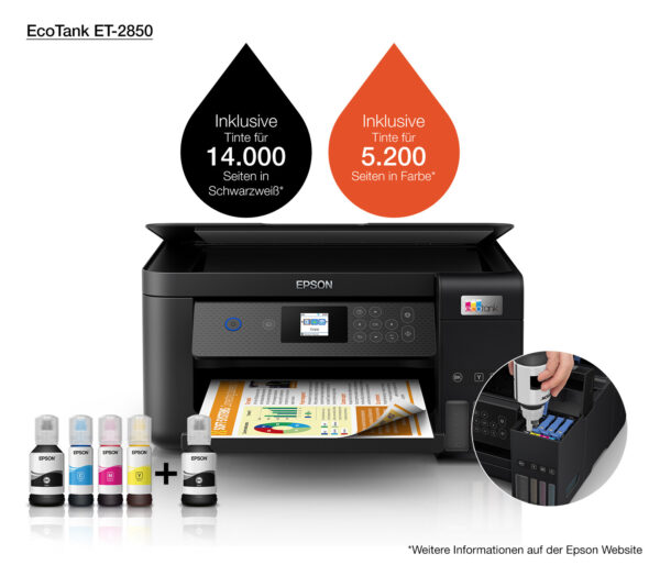 Epson EcoTank ET-2850 A4 multifunctionele Wi-Fi-printer met inkttank, inclusief tot 3 jaar inkt - Afbeelding 18