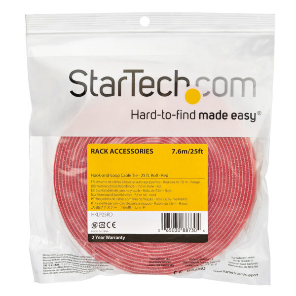 StarTech.com 7,6m Bulk Rol Klittenband - Op Maat te Knippen Herbruikbare Kabelbinders - Industriële Klitband Tape - Zelfklevende - Afbeelding 2