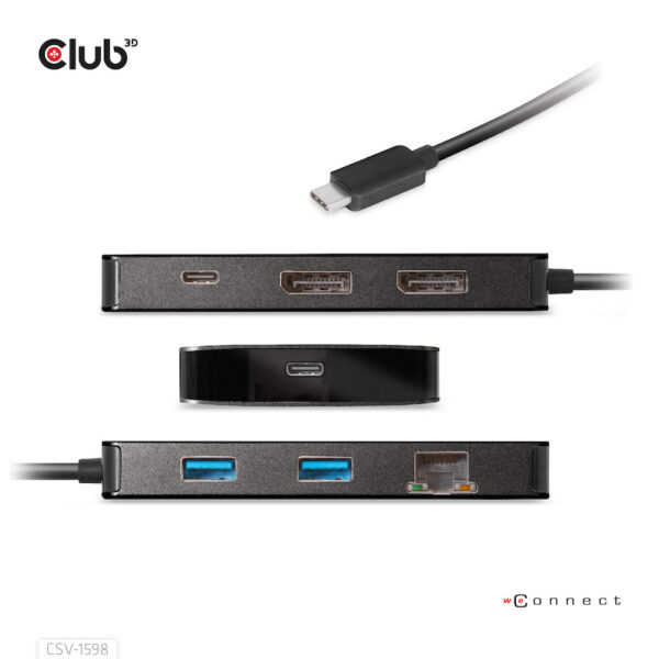 CLUB3D USB Gen2 Type-C to Dual DisplayPort 4k60Hz 7-in-1 HUB - 2x Displayport - Afbeelding 13