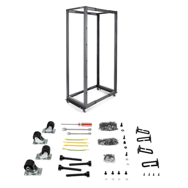 StarTech.com 4-Post 42U Mobiel Open Frame Server Rack, 19" Patchkast met Wielen en 4 Stijlen, Open Serverkast met Verstelbare Di - Afbeelding 6