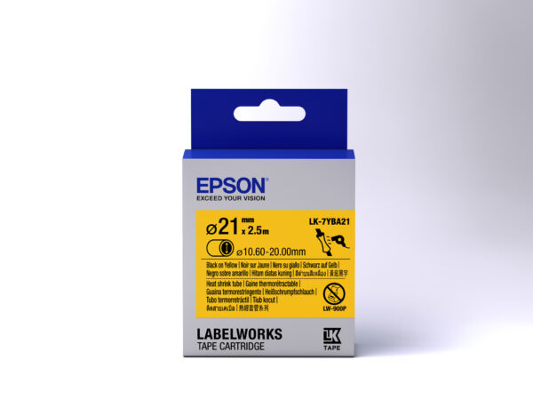Epson Label Cartridge Heat Shrink Tube (HST) LK-7YBA21 Black/Yellow D21mm (2.5m) - Afbeelding 2