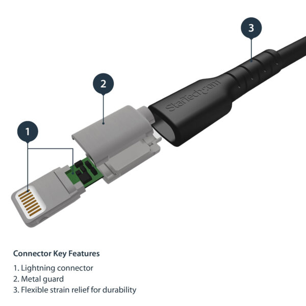 StarTech.com Premium USB-A naar Lightning Kabel 1m Zwart - USB Type A naar Lightning Charge & Sync Oplaadkabel - Verstevigd met - Afbeelding 5