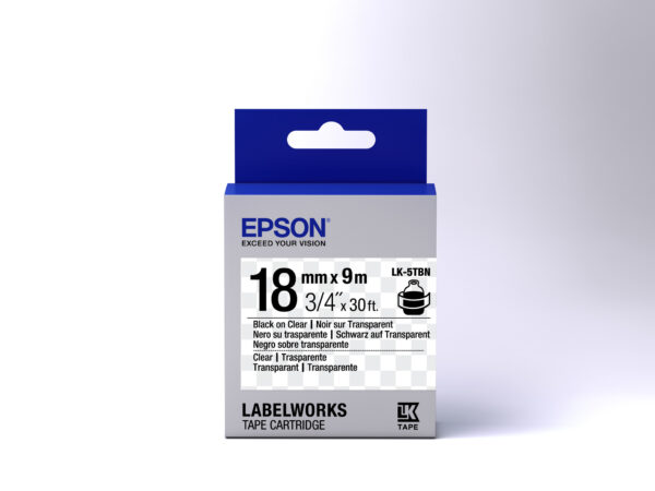 Epson Transparent Tape - LK-5TBN Clear Blk/Clear 18/9 - Afbeelding 2