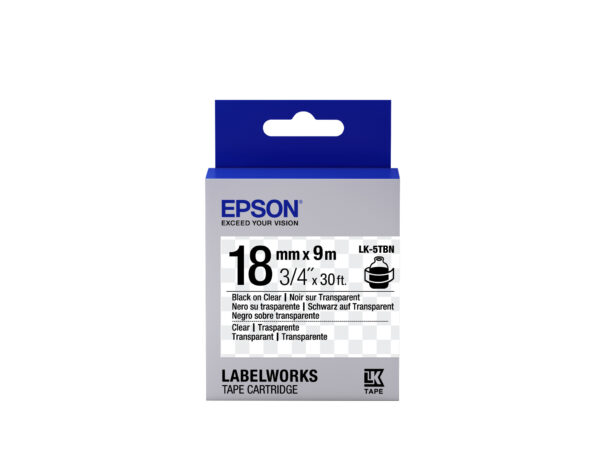Epson Transparent Tape - LK-5TBN Clear Blk/Clear 18/9