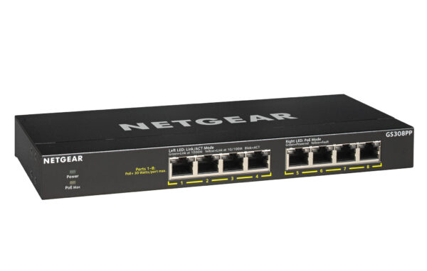 NETGEAR GS308PP Unmanaged Gigabit Ethernet (10/100/1000) Power over Ethernet (PoE) Zwart - Afbeelding 5
