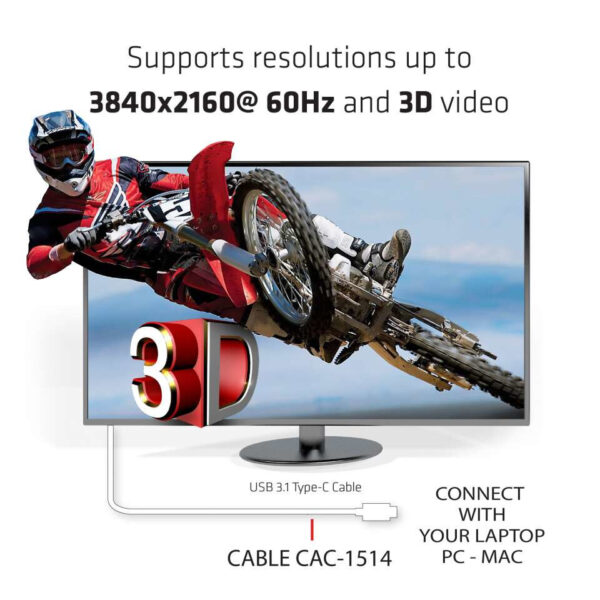 CLUB3D USB C to HDMI™ 2.0 UHD Cable Active 1.8 M./5.9 Ft. - Afbeelding 5