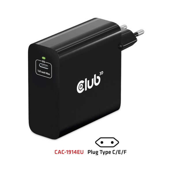 CLUB3D Travel Charger 140 Watt GaN technology, Single port USB Type-C, Power Delivery(PD) 3.1 Support - Afbeelding 6