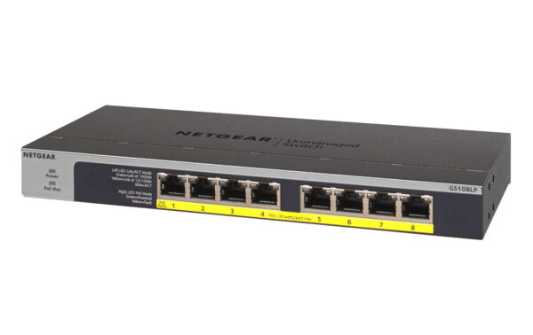 NETGEAR GS108LP Unmanaged Gigabit Ethernet (10/100/1000) Power over Ethernet (PoE) 1U Zwart, Grijs - Afbeelding 4