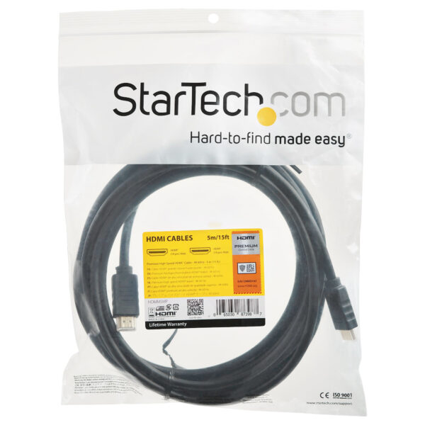 StarTech.com HDMM5MP HDMI kabel 5 m HDMI Type A (Standaard) Zwart - Afbeelding 2