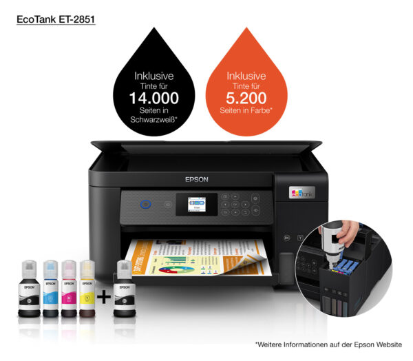 Epson EcoTank ET-2851 A4 multifunctionele Wi-Fi-printer met inkttank, inclusief tot 3 jaar inkt - Afbeelding 11
