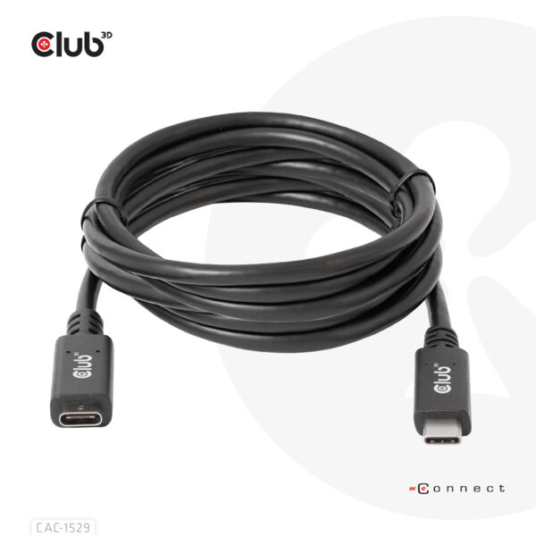 CLUB3D USB Gen1 Type-C Extensie kabel 5Gbps 60W(20V/3A) 4K60Hz M/F 2m/6.56ft - Afbeelding 8