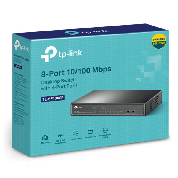 TP-Link TL-SF1008P Unmanaged Fast Ethernet (10/100) Power over Ethernet (PoE) Zwart - Afbeelding 4