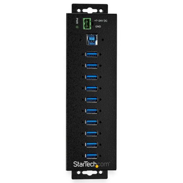 StarTech.com 10-Port USB 3.0 Hub met Power Adapter - Metalen Industriële USB-A Hub met ESD & 350W Overspanningsbeveiliging - Din - Afbeelding 3