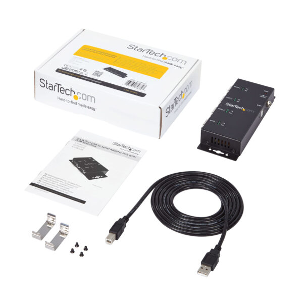 StarTech.com 4-poort USB naar DB9 RS232 Seriële Adapter Hub – Industrieel DIN-rail en Wandmontage - Afbeelding 2