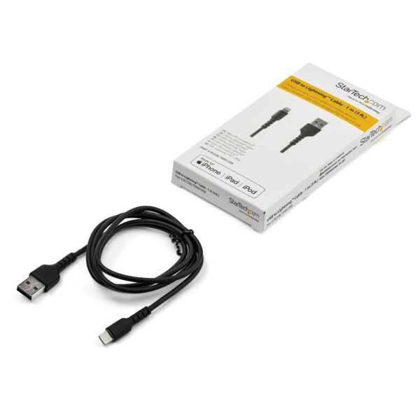 StarTech.com Premium USB-A naar Lightning Kabel 1m Zwart - USB Type A naar Lightning Charge & Sync Oplaadkabel - Verstevigd met - Afbeelding 3