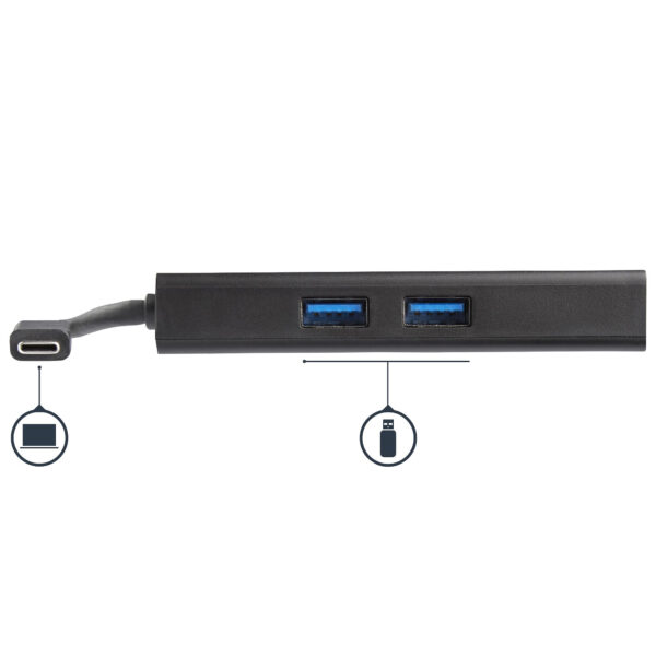 StarTech.com USB-C Multiport Adapter, USB-C Travel Dock met 4K HDMI, 60W Power Delivery Passthrough, GbE, 2pt USB-A 3.0 Hub, USB - Afbeelding 3