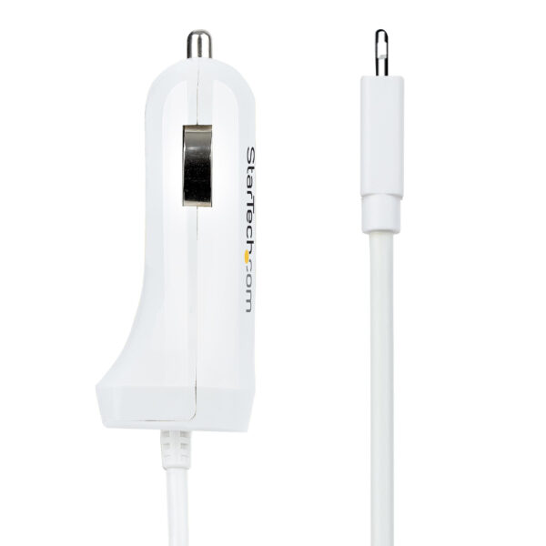 StarTech.com USB Autolader met 1m Lightning Spiraalkabel, 12W, Wit, 2 Port USB Tablet en Telefoon Oplader, Dubbele USB Car Charg - Afbeelding 5