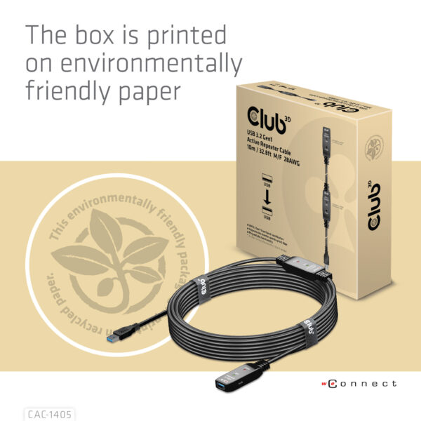 CLUB3D USB 3.2 Gen1 Active Repeater Cable 10m / 32.8ft M/F 28AWG - Afbeelding 11