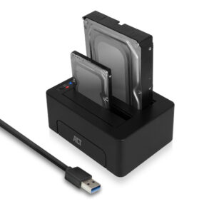 ACT 2,5" en 3,5" SATA dual HDD/SSD dockingstation, USB 3.2 Gen1
