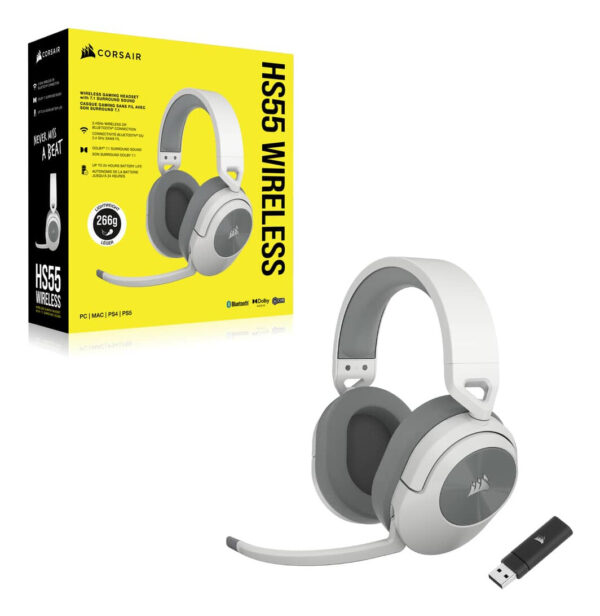 Corsair HS55 WIRELESS Headset Draadloos Hoofdband Gamen Bluetooth Wit - Afbeelding 6