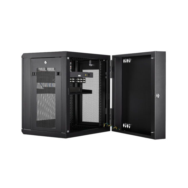 StarTech.com 4 Post 12U Wandmonteerbare Netwerkkast met 1U Schap, 19" Scharnierende Patchkast voor Data/AV/Electronica/Computer - Afbeelding 13