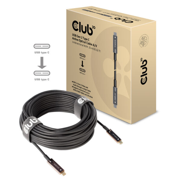 CLUB3D USB Gen 2 Type C actieve optische kabel 4K 60Hz Ultra HD unidirectioneel M/M 20 meter - Afbeelding 2