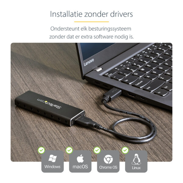 StarTech.com M.2 SSD Behuizing voor M.2 SATA SSDs - USB 3.0 (5Gbps) met UASP - Externe M.2 SSD Behuizing - Aluminum - Afbeelding 5