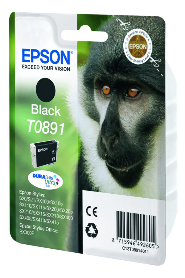 Epson Monkey Singlepack Black T0891 DURABrite Ultra Ink - Afbeelding 2