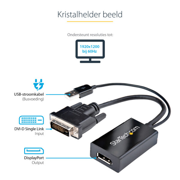 StarTech.com DVI naar DisplayPort adapter met USB Power 1920 x 1200 - Afbeelding 5