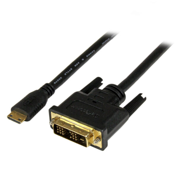 StarTech.com 2m Mini HDMI naar DVI Kabel, DVI-D naar HDMI Kabel (1920x1200p), 19 Pin HDMI Mini Male naar DVI-D Male, Digital Mon