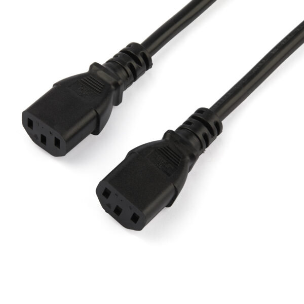 StarTech.com 2m Computer Splitter Stroomkabel, 18AWG, EU Schuko naar 2x C13, 10A 250V, Zwart, AC Vervangkabel, Printer Voedingsk - Afbeelding 6