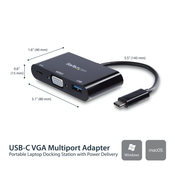 StarTech.com USB-C naar VGA multifunctionele adapter met Power Delivery en USB-A poort - Afbeelding 12