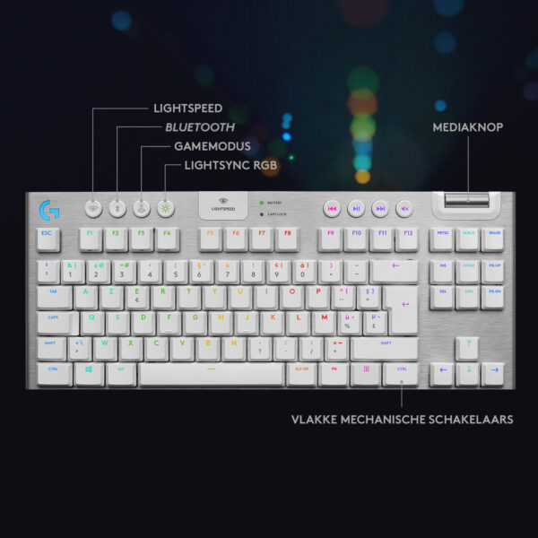 Logitech G 920-009664 toetsenbord Gamen RF-draadloos + Bluetooth QWERTY Engels Wit - Afbeelding 8