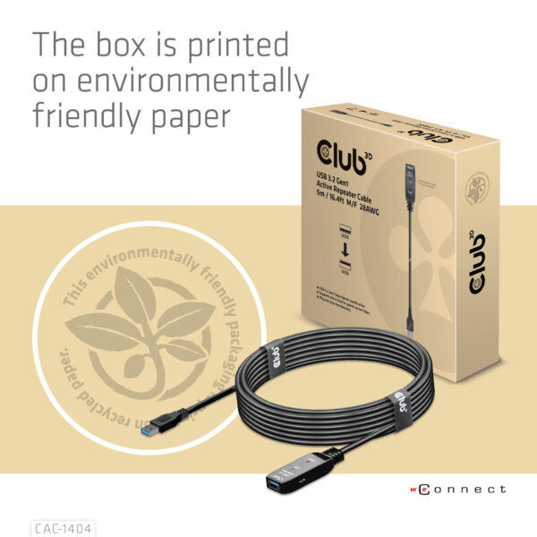 CLUB3D USB 3.2 Gen1 Active Repeater Cable 5m/ 16.4 ft M/F 28AWG - Afbeelding 10