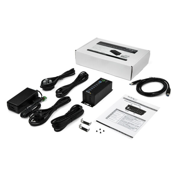 StarTech.com 7-Port USB 3.0 Hub met Power Adapter - Metalen Industriële USB-A Hub met ESD & 350W Overspanningsbeveiliging - Din - Afbeelding 3