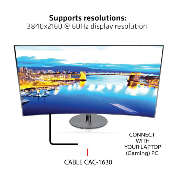 CLUB3D USB Type C + HDMI™ + MiniDisplayPort™ 1.2 to HDMI™ 4K60Hz HDR M/M Active Adapter 32AWG - Afbeelding 5