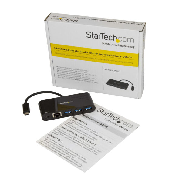 StarTech.com 3 poorts USB 3.0 hub met Gigabit Ethernet en Power Delivery - 5Gbps - USB-C - Afbeelding 6