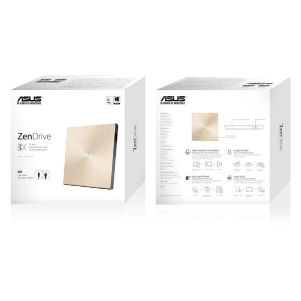 ASUS ZenDrive U9M optisch schijfstation DVD±RW Goud - Afbeelding 4