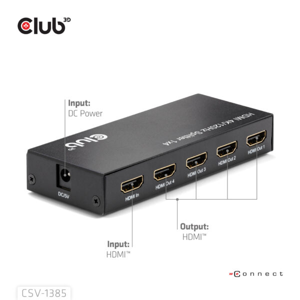 CLUB3D 1 to 4 HDMI™ Splitter 4K120Hz - Afbeelding 8